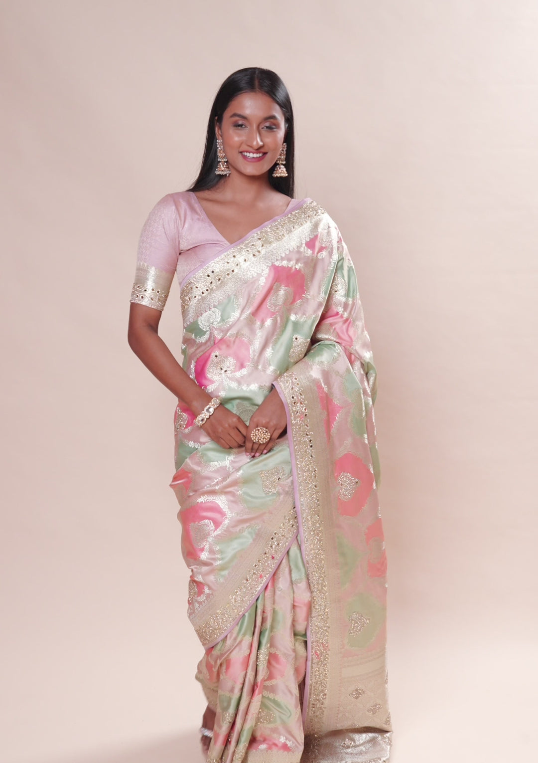 Lavender Stonework Banarasi Silk Saree