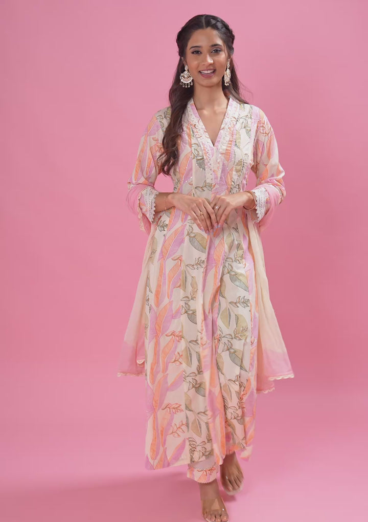 Multi Threadwork Cotton Readymade Salwar Suit