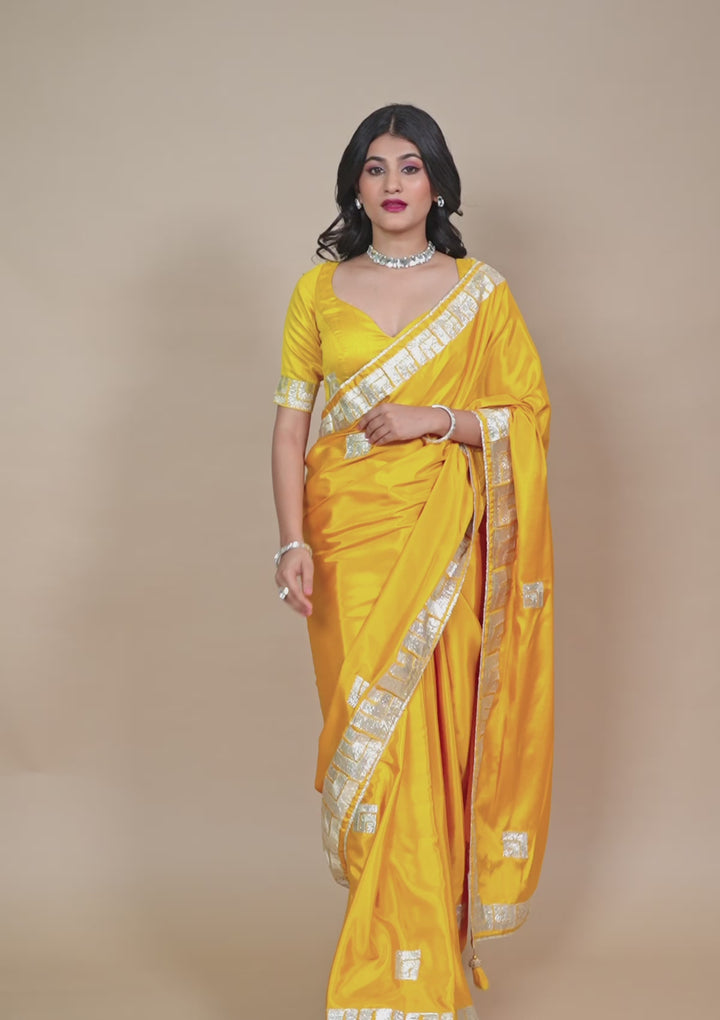 Mustard Zariwork Semi Crepe Saree