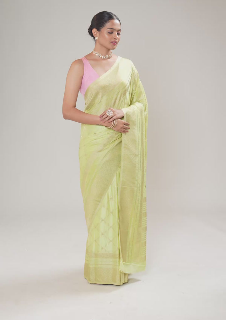 Pista Green Zariwork Georgette Saree