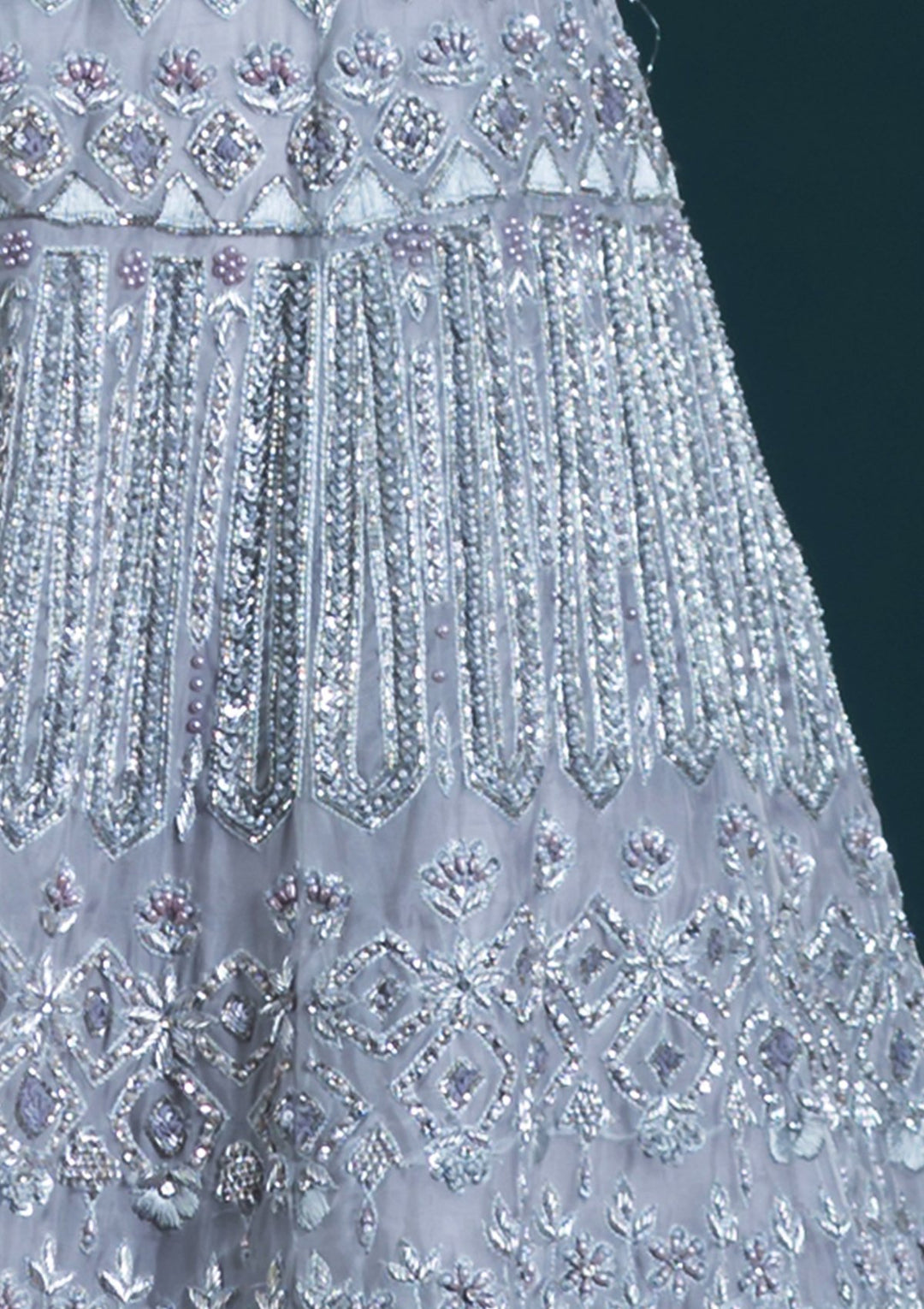 Grey Zardozi Tissue Designer Lehenga-Koskii