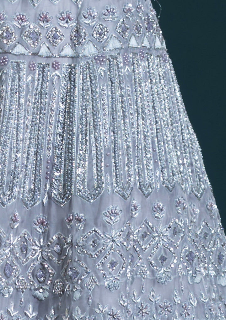 Grey Zardozi Tissue Designer Lehenga-Koskii