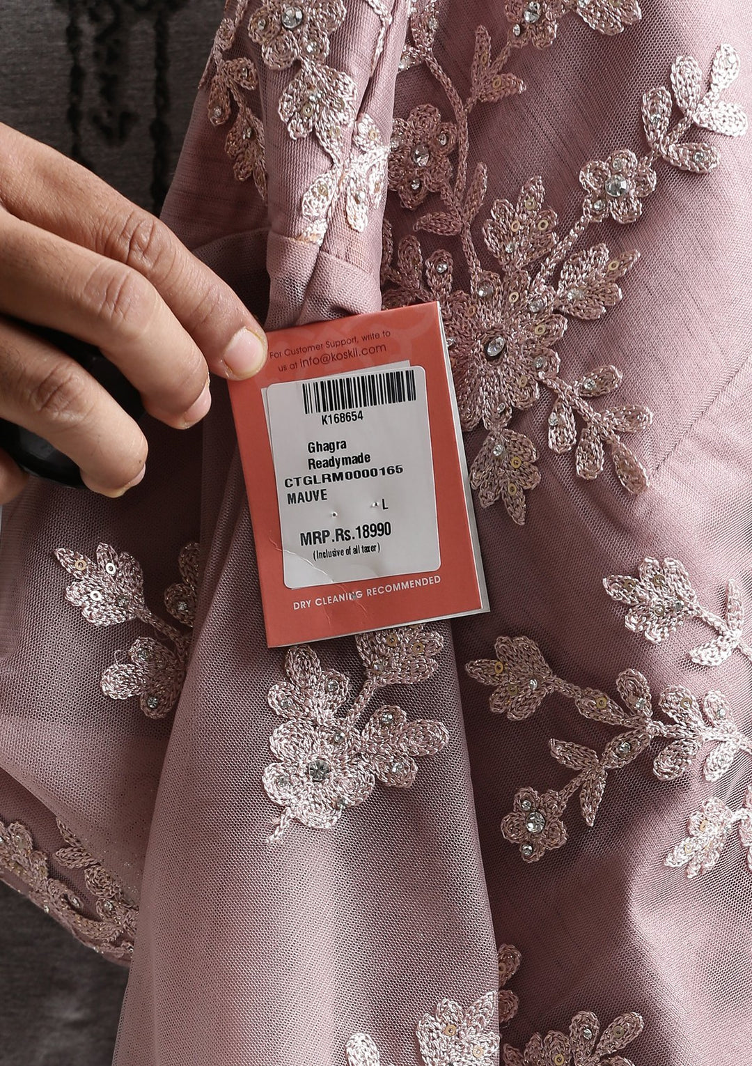 Mauve Threadwork Net Designer Lehenga-Koskii
