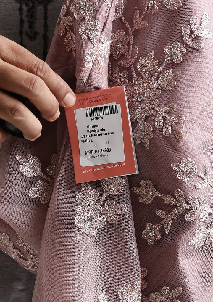 Mauve Threadwork Net Designer Lehenga-Koskii