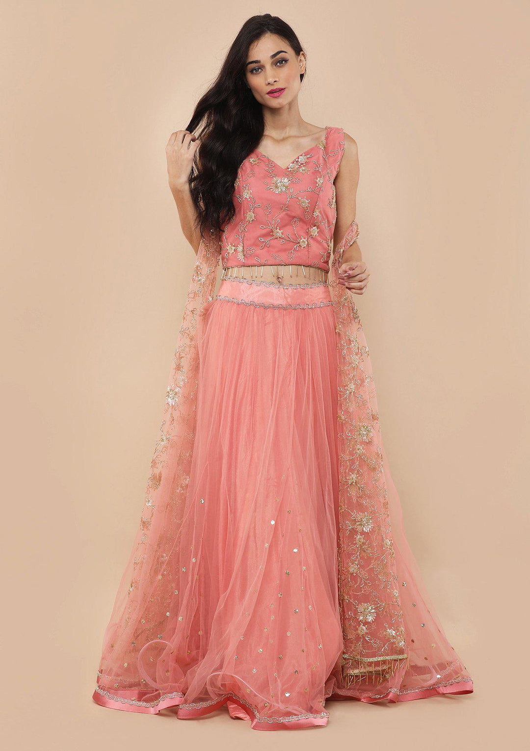 Koskii Pink Lehenga-Koskii