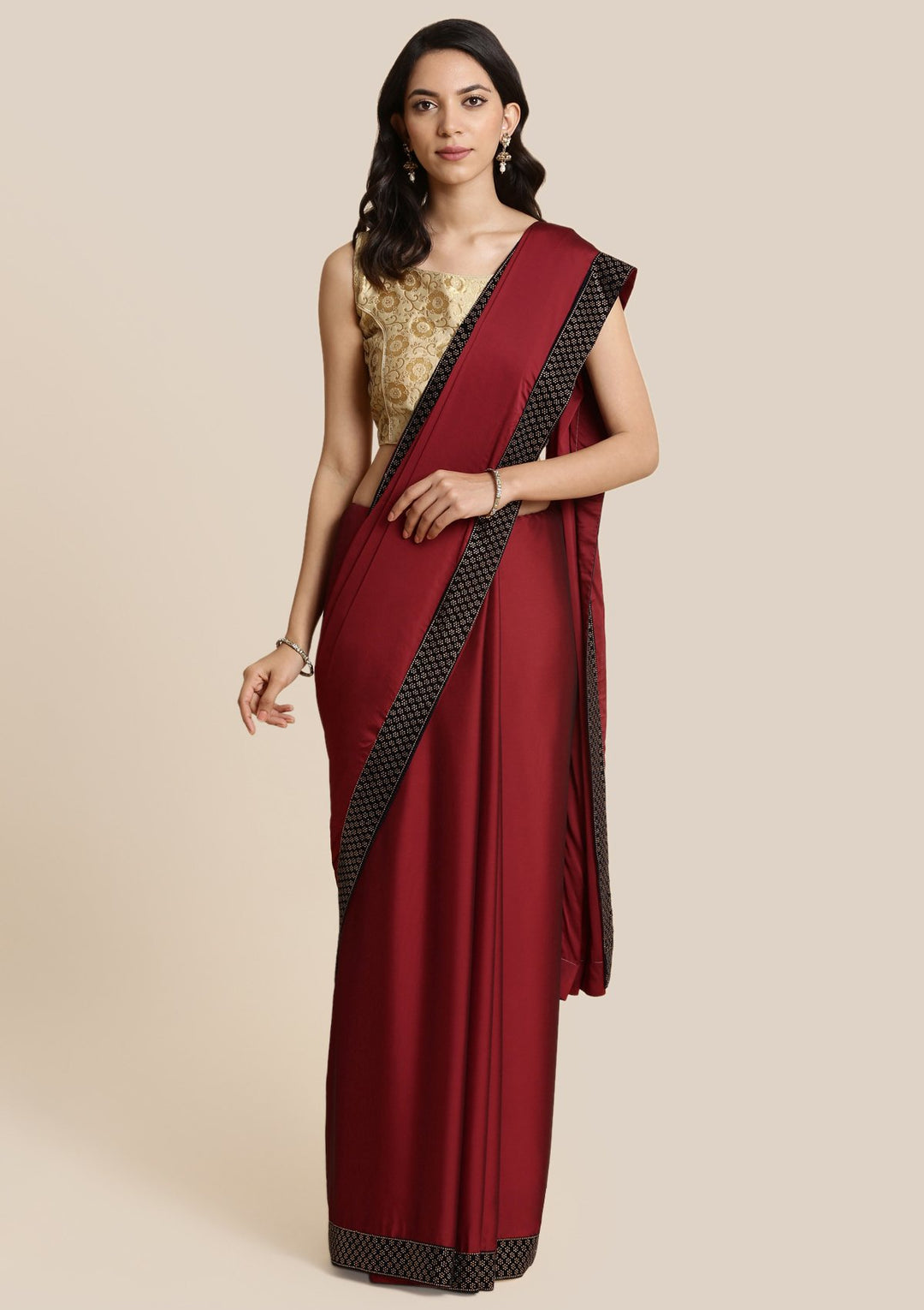Maroon Swarovski Georgette Designer Saree-Koskii