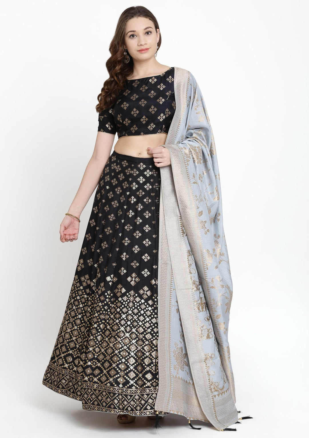 Black Zariwork Brocade Designer Lehenga-Koskii