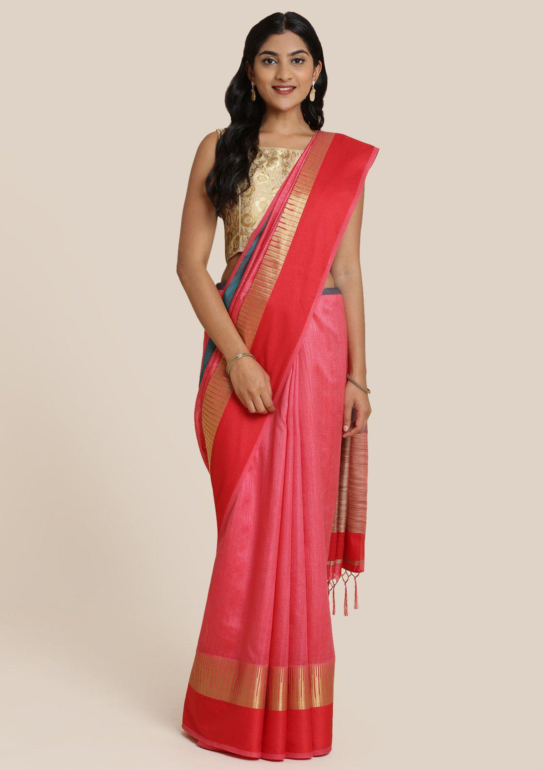 Multi Zariwork Art Silk Designer Saree-Koskii