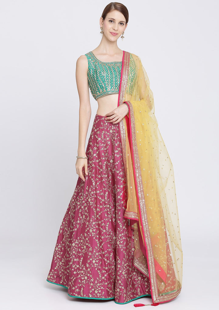 Rani Pink Sequins Net Designer Lehenga-Koskii