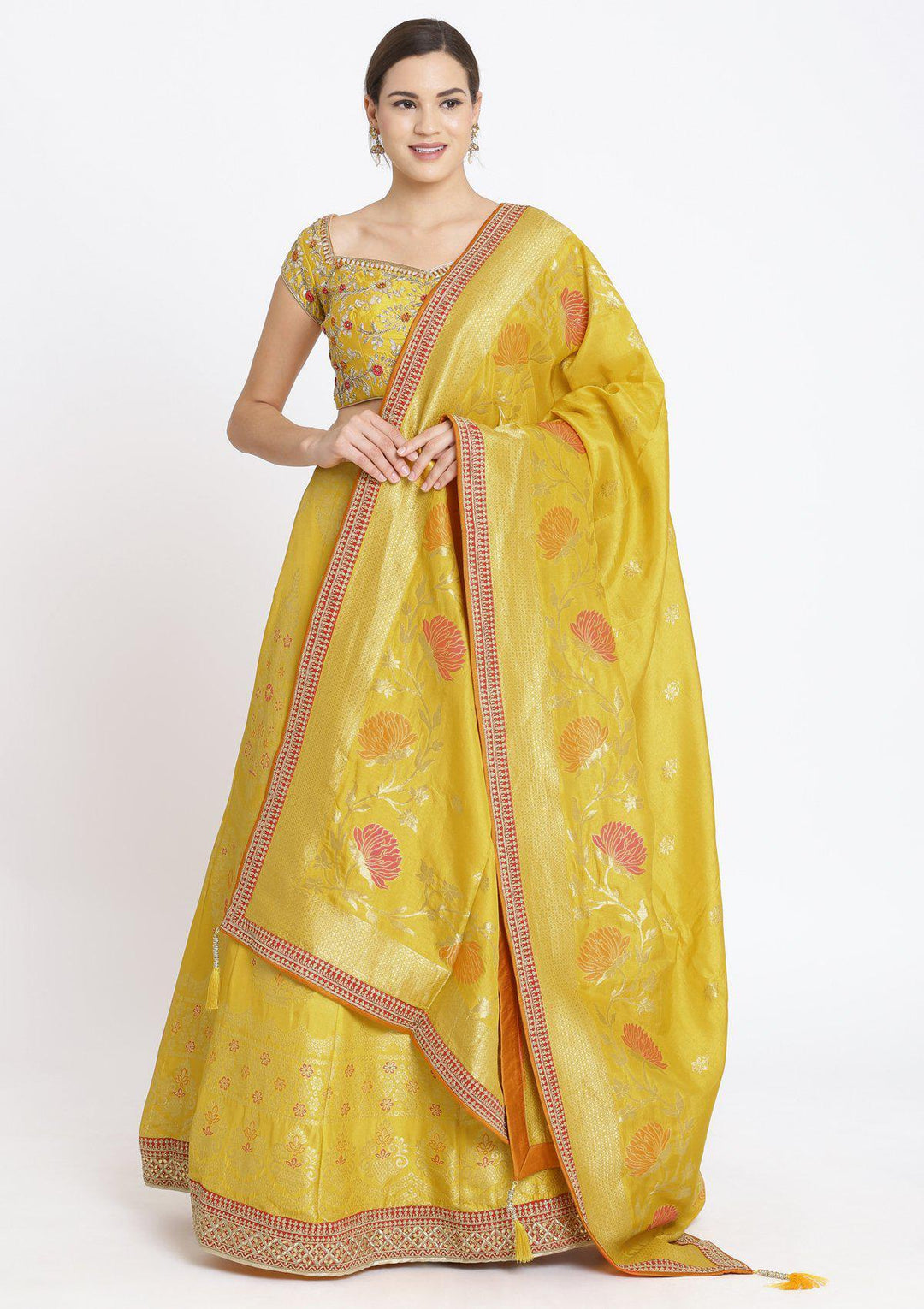 Yellow Gotapatti Brocade Designer Lehenga-Koskii