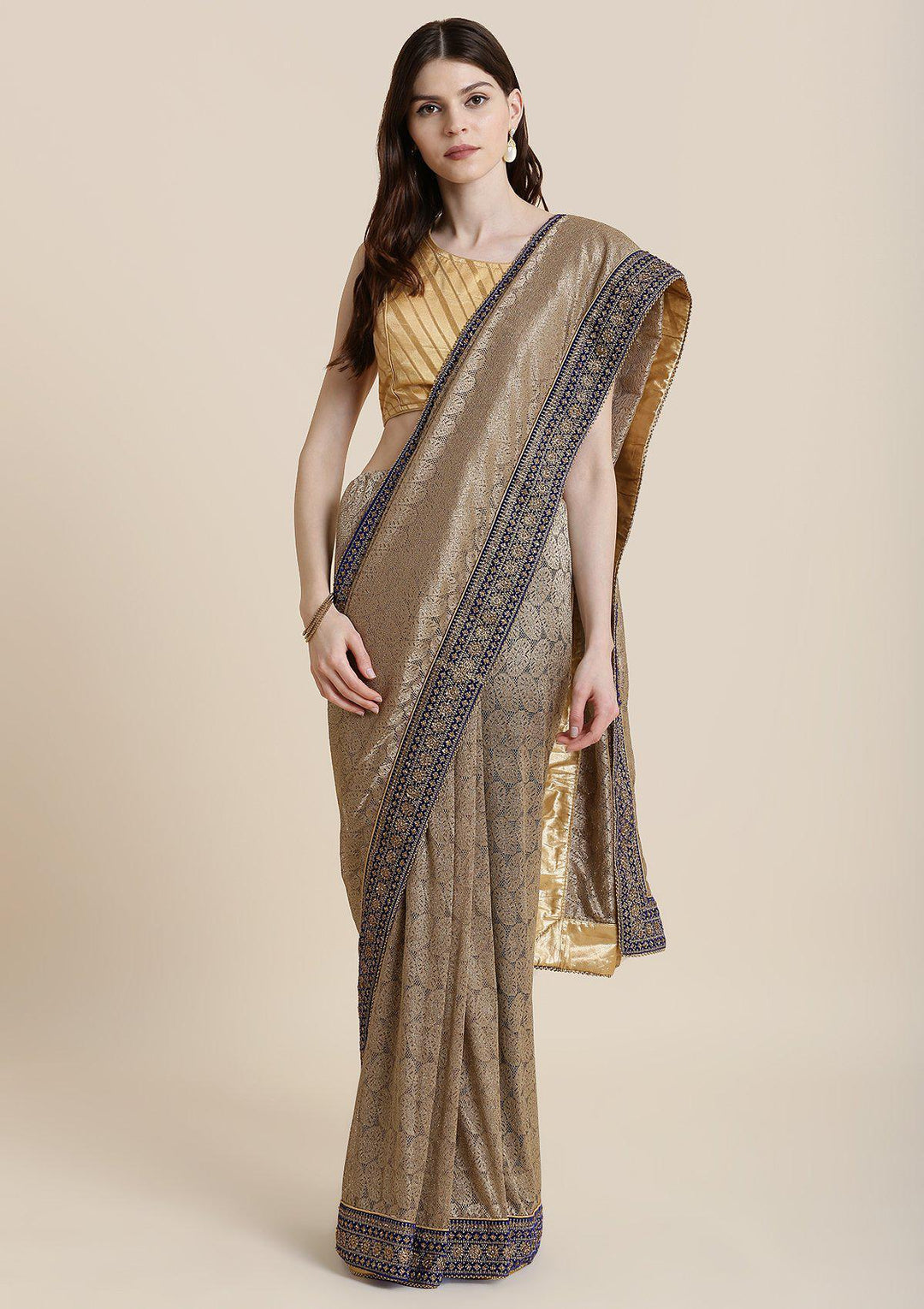 Gold Zariwork Net Designer Saree-Koskii