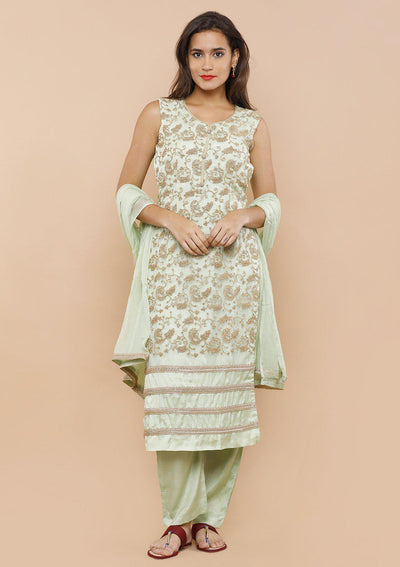 Sea Green and Gold Designer Salwar Suit-Koskii