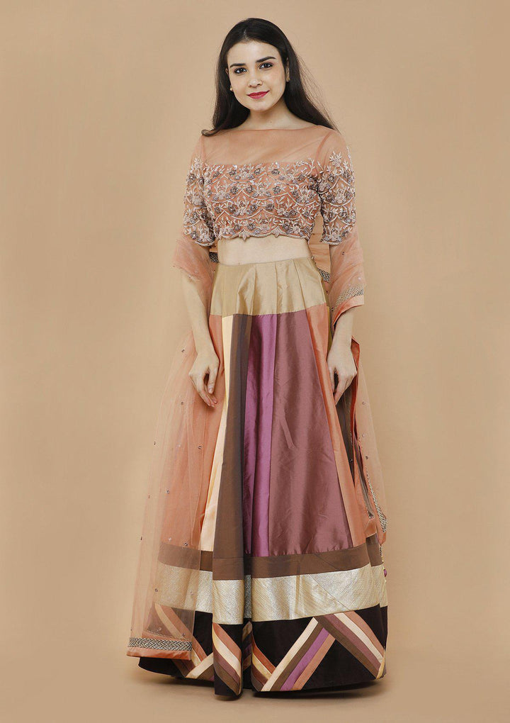 Colorpop Embellished Silk Designer Lehenga-Koskii