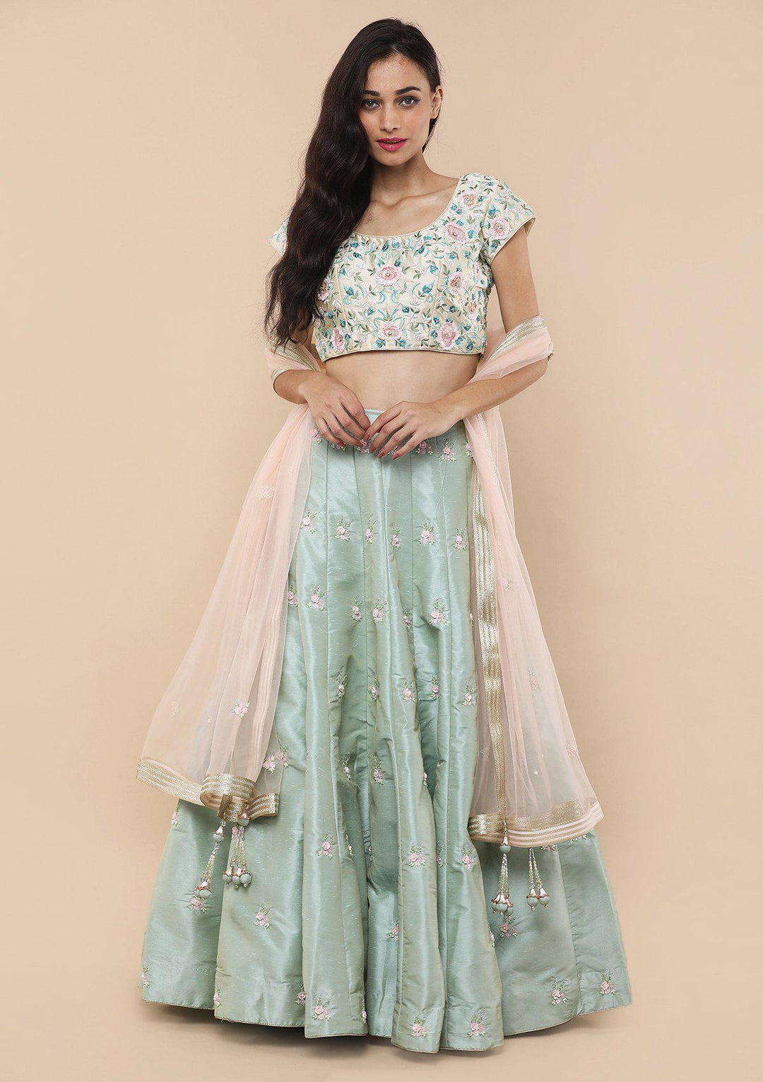 Koskii Pista Green Lehenga-Koskii