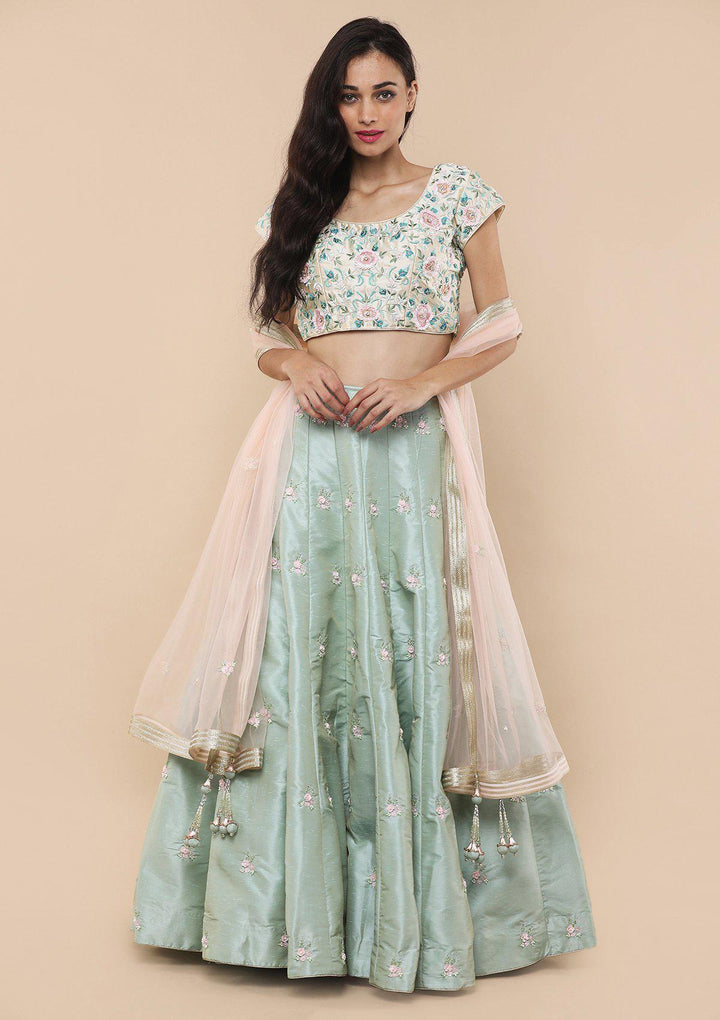 Koskii Pista Green Lehenga-Koskii