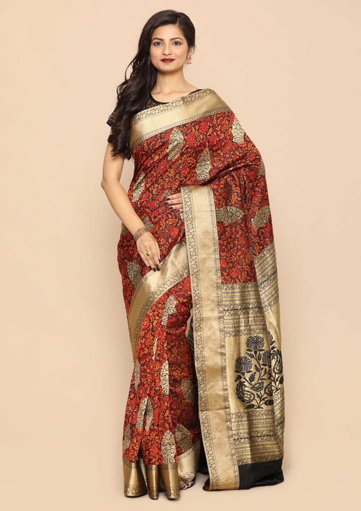 Black and Gold Handmade Saree-Koskii