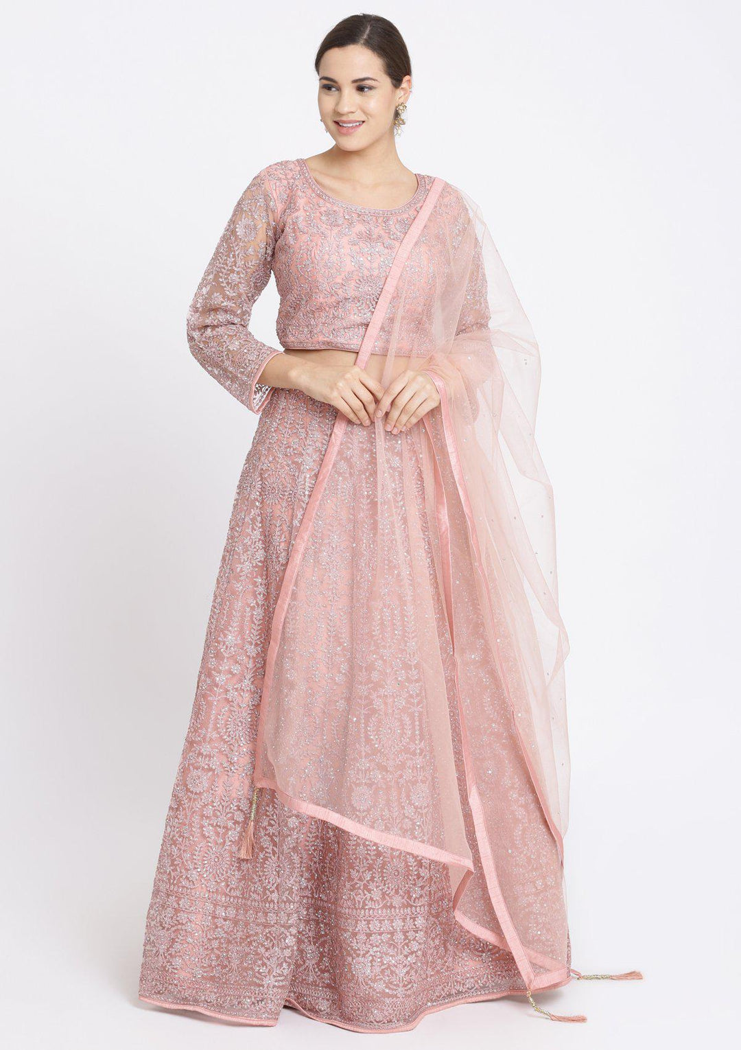Mauve Zariwork Net Designer Lehenga-Koskii