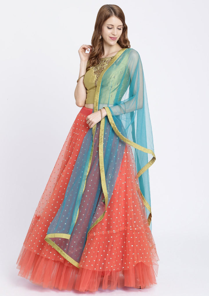 Pink Stonework Net Designer Lehenga-Koskii