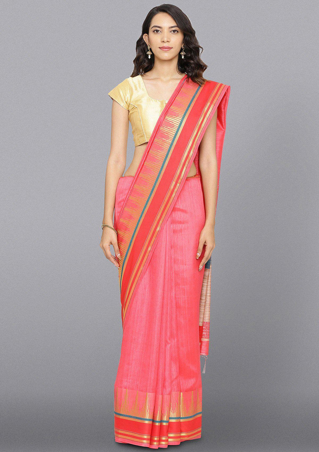 Multi Color Zariwork Art Silk Designer Saree-Koskii