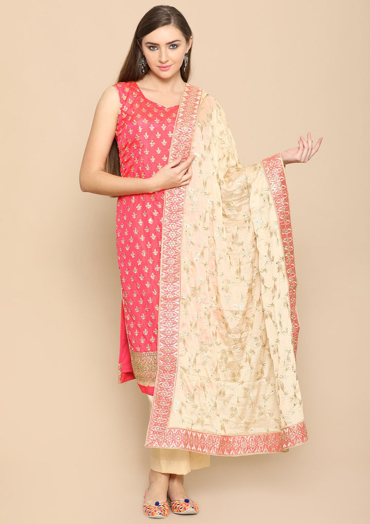 pink and beige designer salwar suit-Koskii