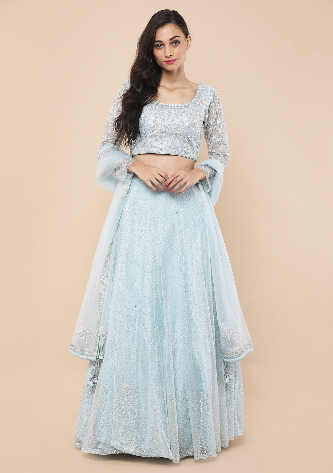 Koskii Sky Blue Lehenga-Koskii