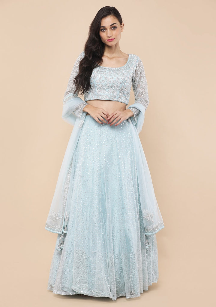 Koskii Sky Blue Lehenga-Koskii