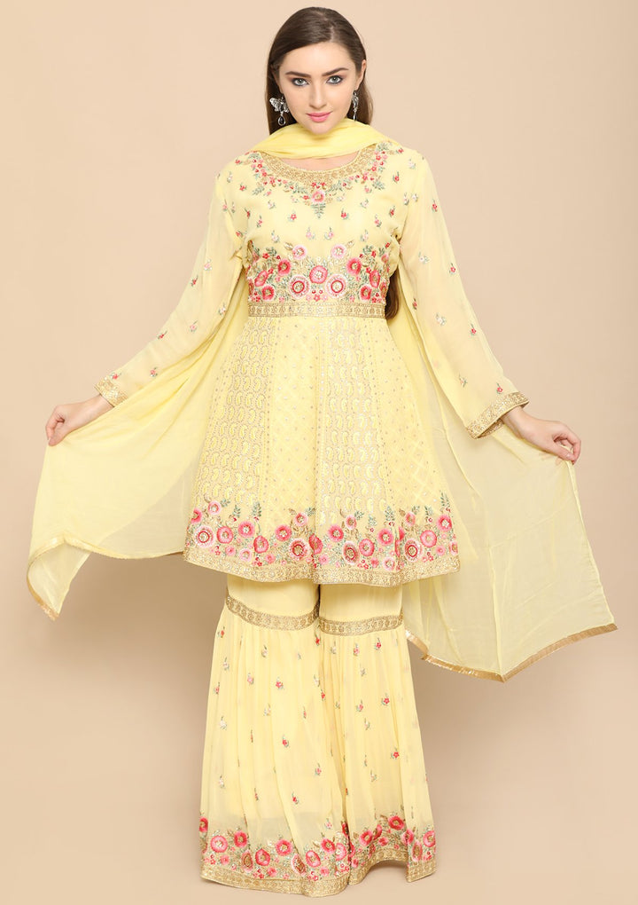 Yellow Thread Work Net Designer Sharara-Koskii