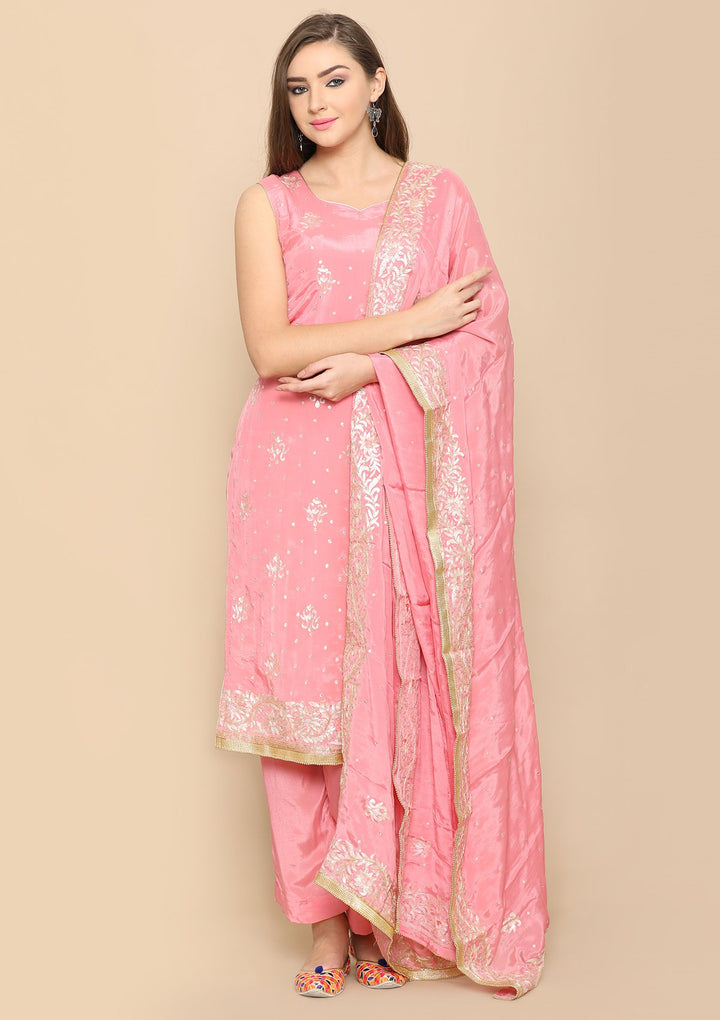 Pink Zari Georgette Designer Salwar Suit-Koskii