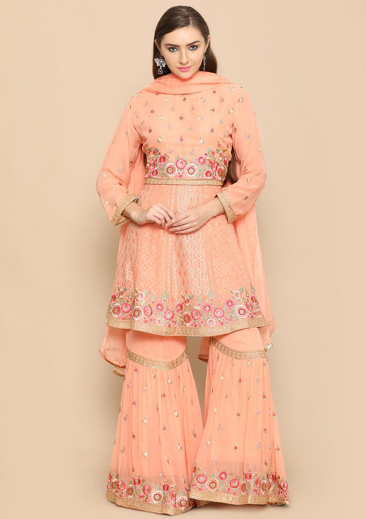 Peach Thread Work Net Designer Sharara-Koskii