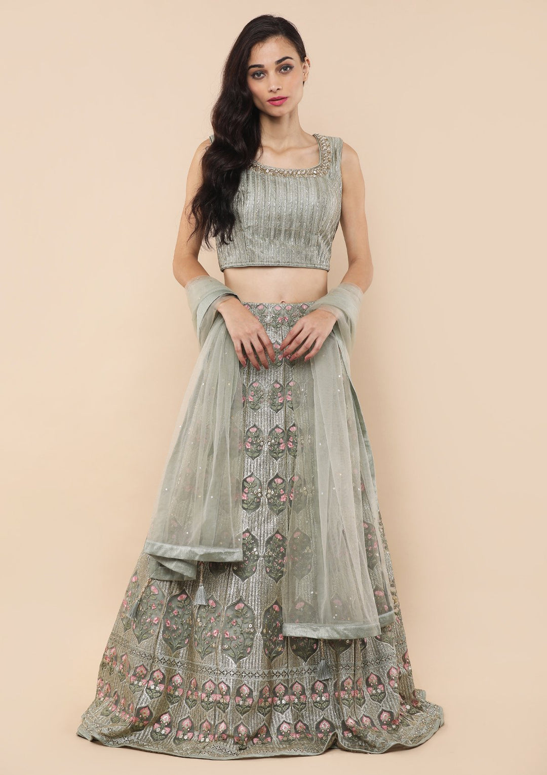 Koskii Teal Green Lehenga-Koskii