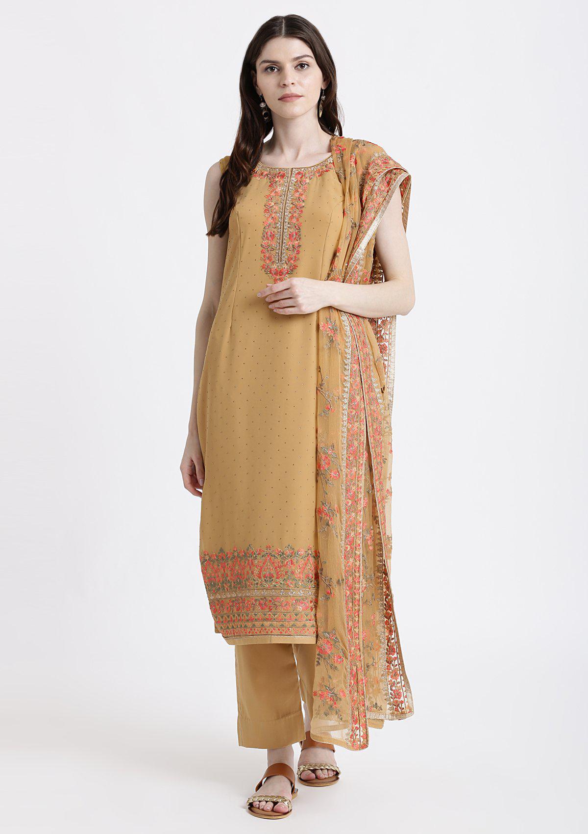 Gold Thread Work Georgette Designer Salwar Suit-Koskii