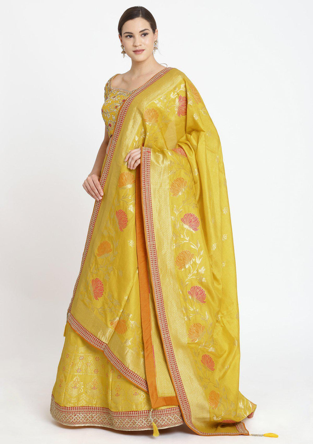 Yellow Gotapatti Brocade Designer Lehenga-Koskii