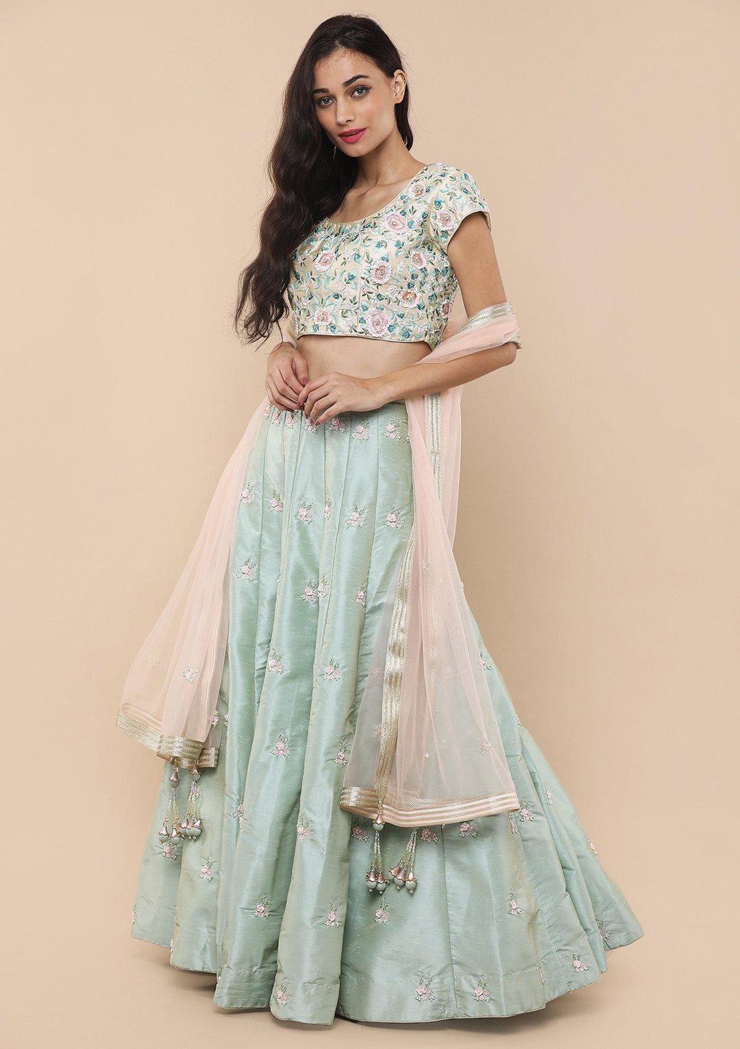 Koskii Pista Green Lehenga-Koskii