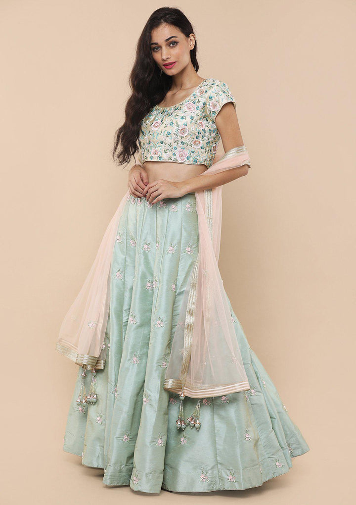 Koskii Pista Green Lehenga-Koskii