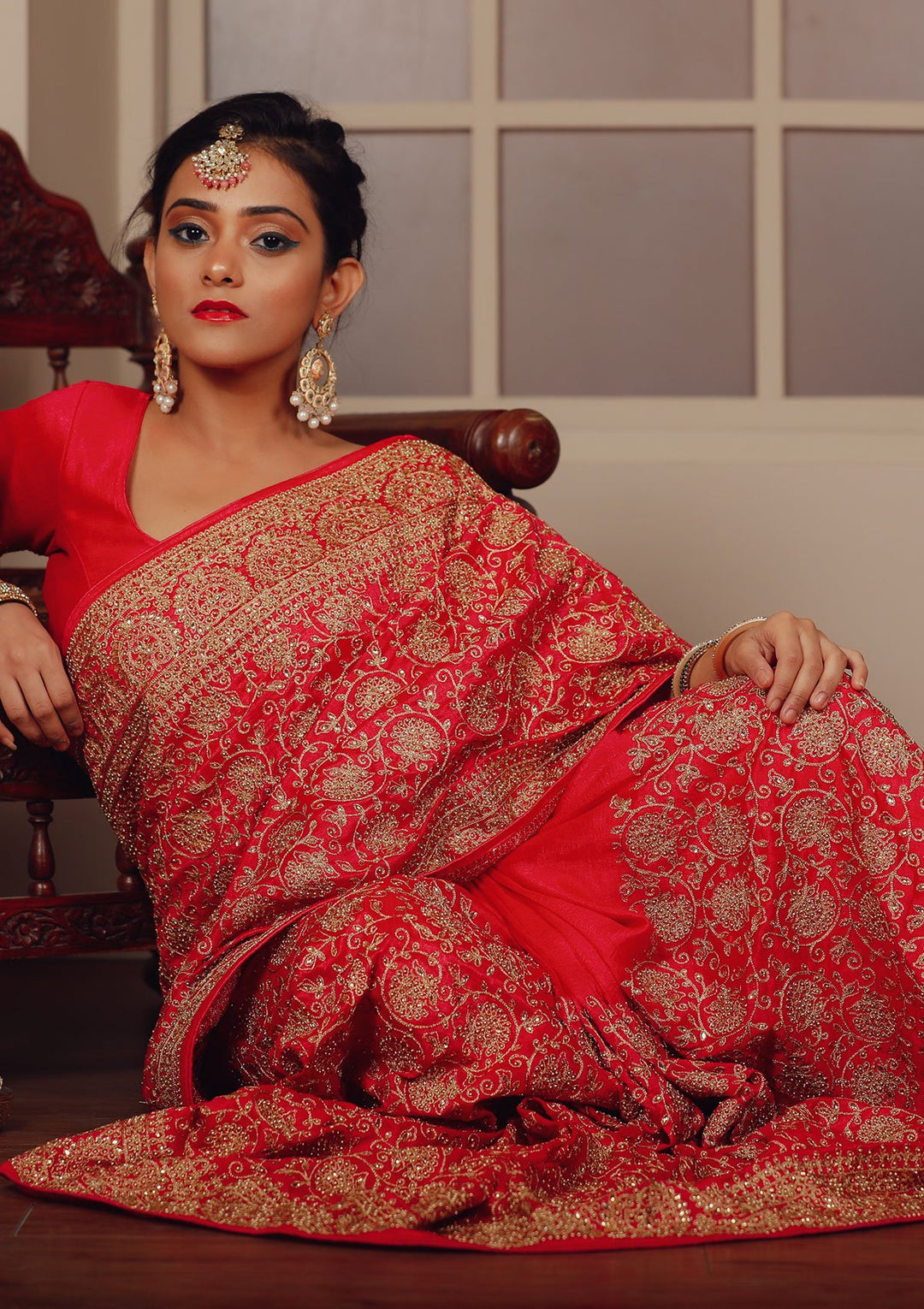 Fuschia ZariWork Rawsilk Designer Saree-Koskii