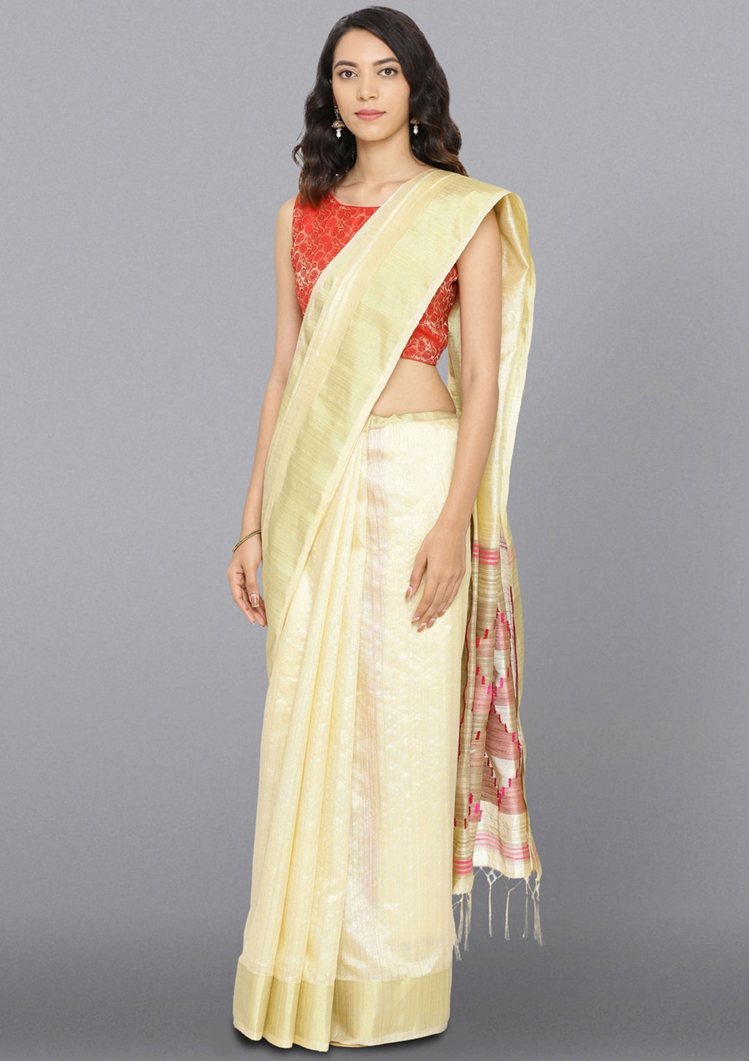 Multi Color Zariwork Art Silk Designer Saree-Koskii