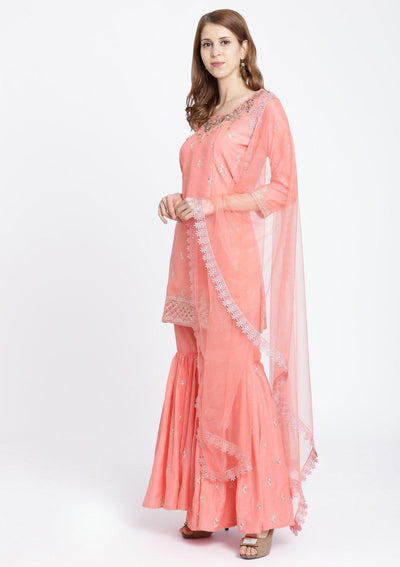Pink Cutdana Cotton Designer Sharara-Koskii