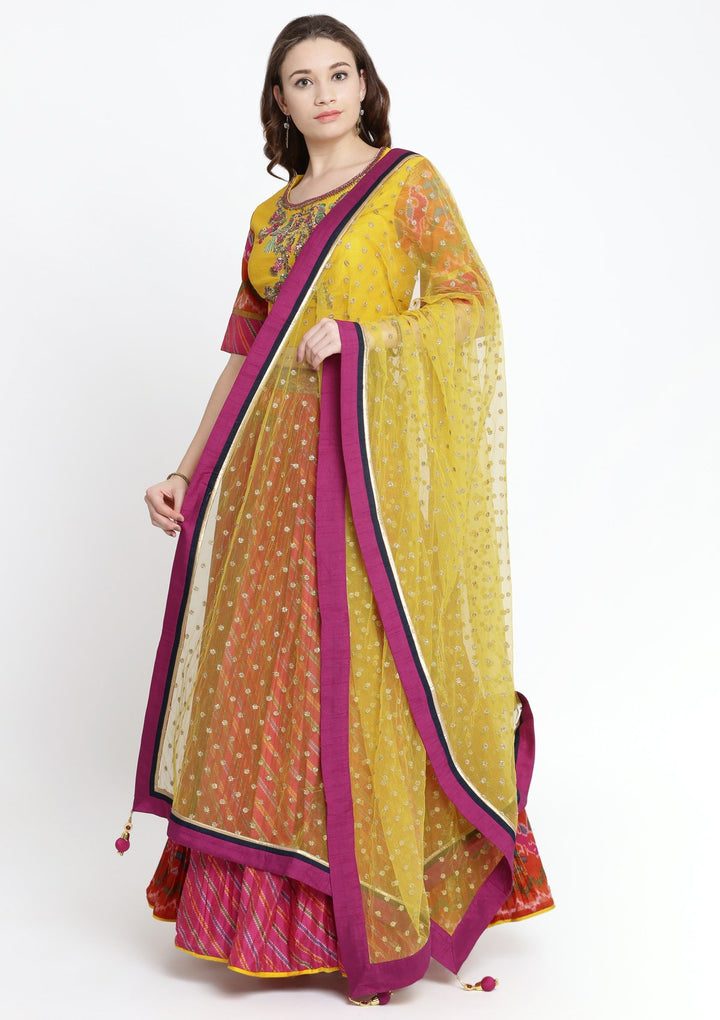 Fuschia Zardosi Rawsilk Designer Lehenga-Koskii