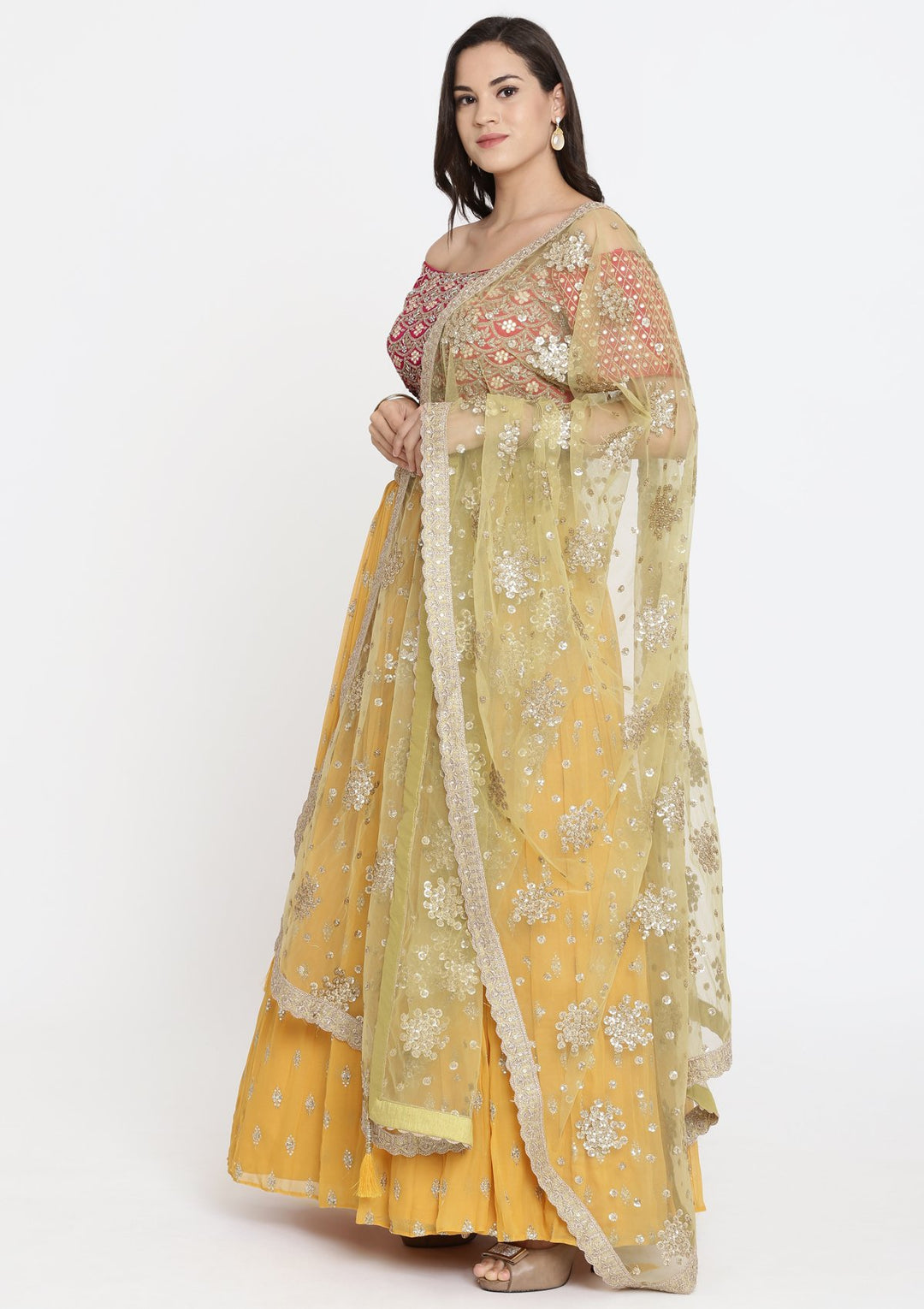 Yellow Cutdana Georgette Designer Lehenga-Koskii