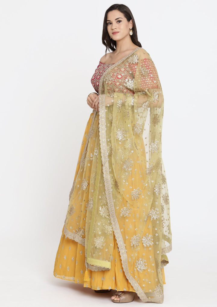 Yellow Cutdana Georgette Designer Lehenga-Koskii