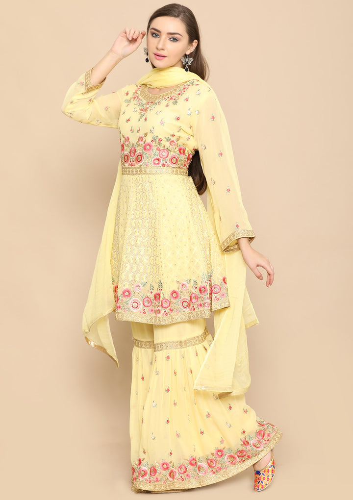 Yellow Thread Work Net Designer Sharara-Koskii