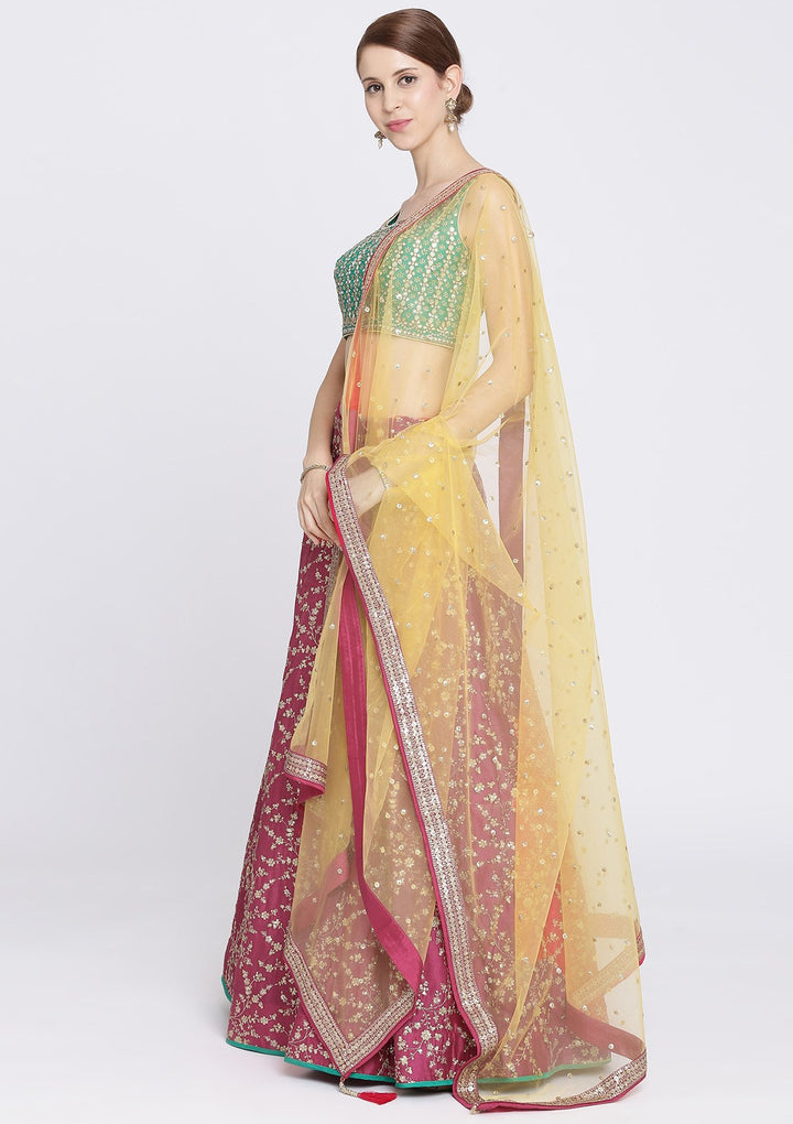 Rani Pink Sequins Net Designer Lehenga-Koskii