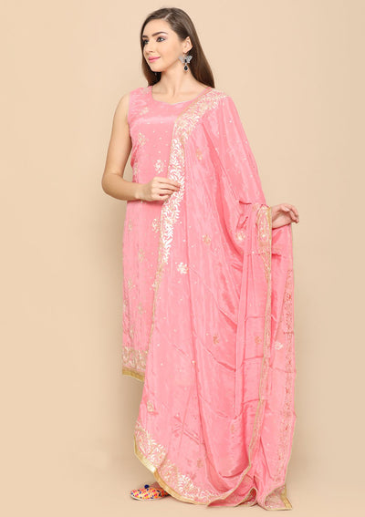 Pink Zari Georgette Designer Salwar Suit-Koskii