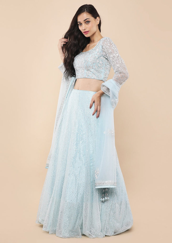 Koskii Sky Blue Lehenga-Koskii