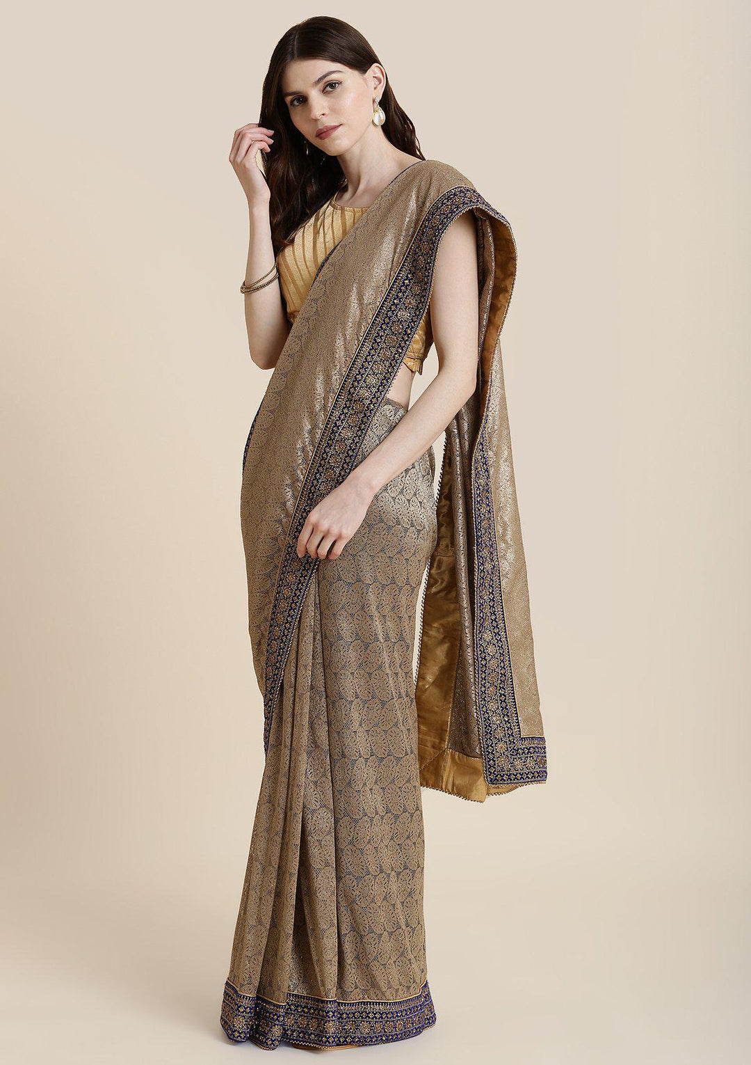 Gold Zariwork Net Designer Saree-Koskii