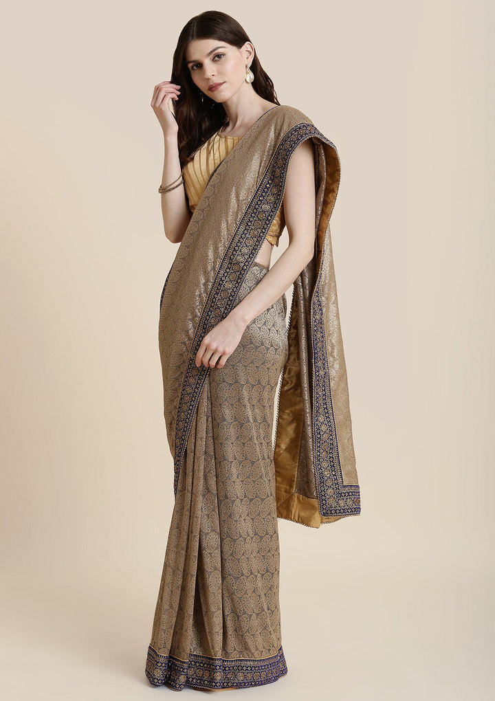 Gold Zariwork Net Designer Saree-Koskii