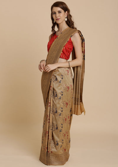 Gold Zariwork Raw Silk Designer Saree-Koskii