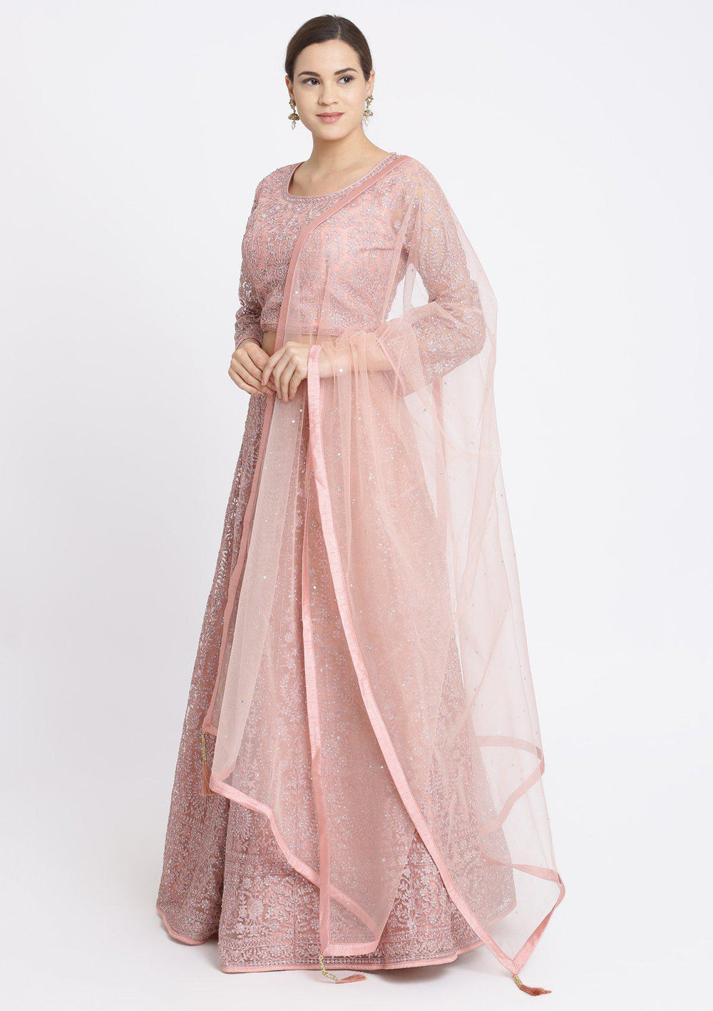 Mauve Zariwork Net Designer Lehenga-Koskii