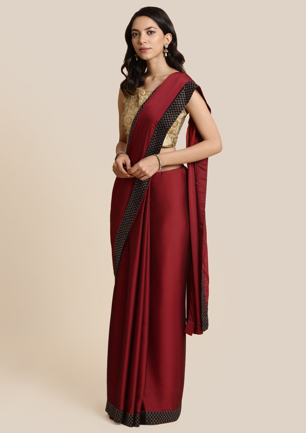Maroon Swarovski Georgette Designer Saree-Koskii