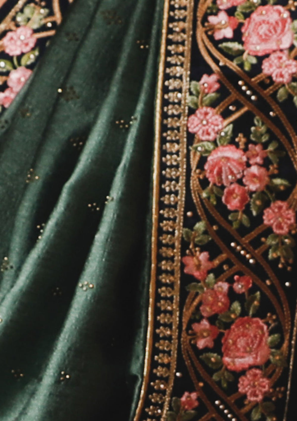 Pista Green Threadwork Raw SIlk Designer Saree-Koskii